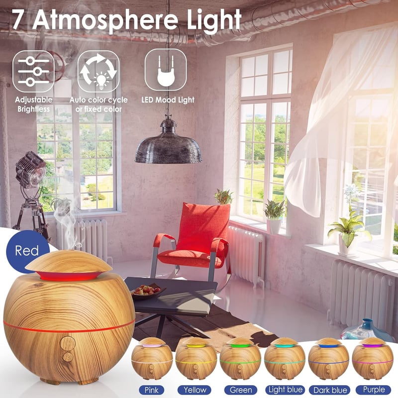 Simpeak 180ml Ultrahangos Aromadiffúzor Rózsa és Rozmaring Olajjal LED Világítással