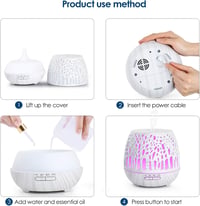 Simpeak 400ml ultrahangos aromadiffúzor LED világítással és távirányítóval 3