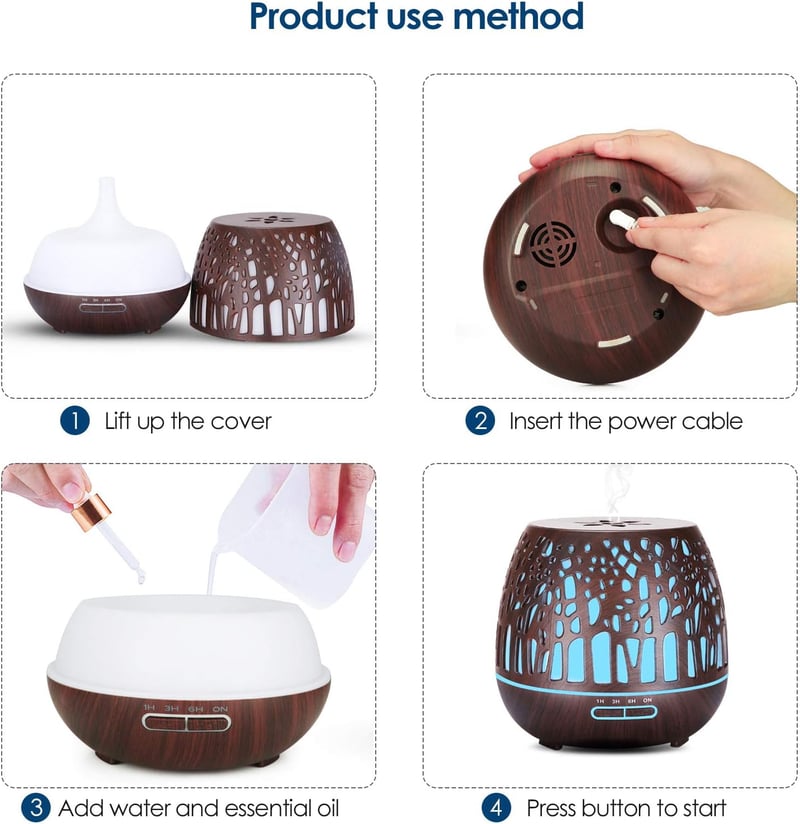 Simpeak 400ml ultrahangos aromadiffúzor LED világítással és távirányítóval
