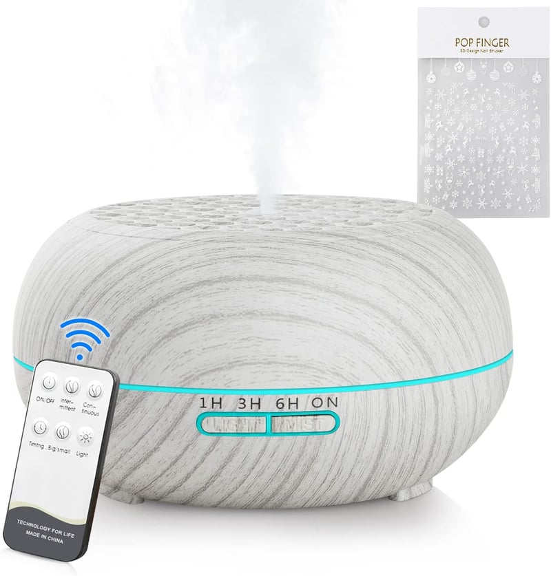 Simpeak 550ml Ultrahangos Aroma Diffúzor Fa Dizájnnal, Távirányítóval és Párásítóval