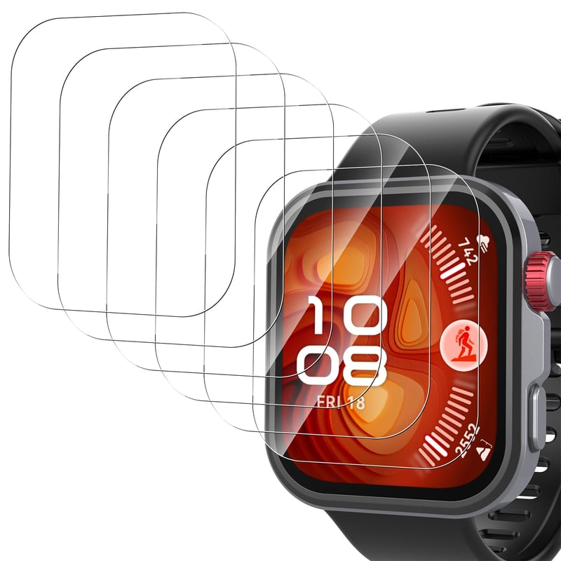 Folie de protecție ecran Simpeak pentru ceas inteligent Huawei Watch Fit 4 Pro, 5 bucăți folie din sticlă securizată HD, duritate 9H, rezistentă la zgârieturi și apă