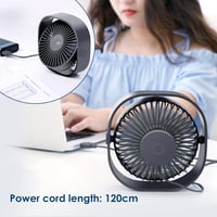 Simpeak USB Asztali Ventilátor, Csendes Mini Ventillátor 3 Fokozat, 360° Forgatható Asztali Ventilátor Szürke 3