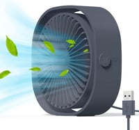 Simpeak USB Asztali Ventilátor, Csendes Mini Ventillátor 3 Fokozat, 360° Forgatható Asztali Ventilátor Szürke 1