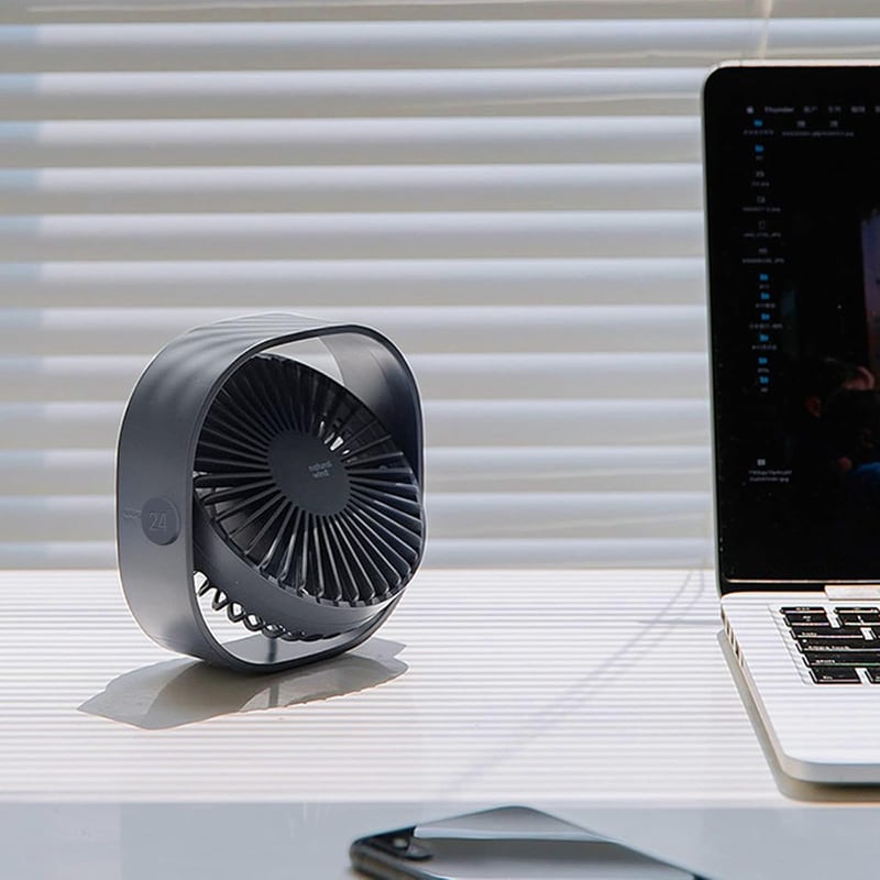 Simpeak USB Asztali Ventilátor, Csendes Mini Ventillátor 3 Fokozat, 360° Forgatható Asztali Ventilátor Szürke