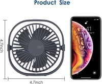 Simpeak USB Asztali Ventilátor, Csendes Mini Ventillátor 3 Fokozat, 360° Forgatható Asztali Ventilátor Szürke 6