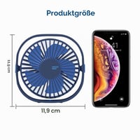 Stolový USB ventilátor Simpeak, mini, prenosný, tichý, 3 rýchlosti, 360-stupňové otáčanie, do kancelárie a na kempovanie, modrý 6