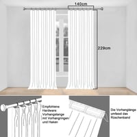 Sada záclon s jednoduchým boho vzhľadom ľanu na garnižu, 2 ks, 229x140 cm, polopriehľadné s riasiacou páskou, do obývačky a spálne 2