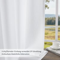 Perdele din in stil Boho, semi-transparente, cu inele, set de 2 bucăți, aspect de in, pentru dormitor, montare fără găurire, 229x140 cm 2