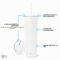 Termoska z nehrdzavejúcej ocele Simple Modern Classic so slamkou a viečkom | 830 ml | Winter White | opakovane použiteľný cestovný hrnček pre ženy 2