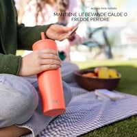 Termoska z nehrdzavejúcej ocele Simple Modern Classic so slamkou a viečkom | 830 ml | Winter White | opakovane použiteľný cestovný hrnček pre ženy 6