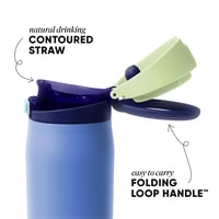 Sticlă de apă din oțel inoxidabil cu pai Simple Modern Mesa Loop | Sticlă termoizolantă de călătorie, compatibilă cu suportul de pahare | 710 ml | Albastru Neptun 2