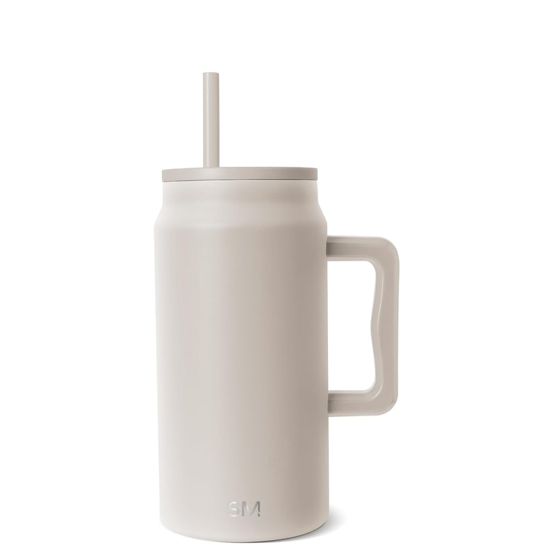 Termos Simple Modern Trek cu pai și mâner, 1480 ml, Almond Birch - Sticlă de apă izolată din oțel inoxidabil pentru femei și bărbați