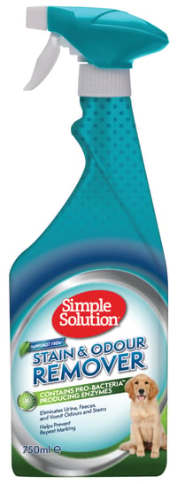 Simple Solution sredstvo za uklanjanje mrlja i mirisa kućnih ljubimaca, enzimsko sredstvo za čišćenje s probiotskom snagom, Rainforest Fresh, 750 ml 1
