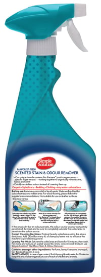 Simple Solution sredstvo za uklanjanje mrlja i mirisa kućnih ljubimaca, enzimsko sredstvo za čišćenje s probiotskom snagom, Rainforest Fresh, 750 ml 2
