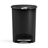 Odpadkový kôš simplehuman CW1355, polkruhový, nášľapný, 50 litrov, čierny plast, 48x35,5x67,3 cm, kuchynský kôš 1