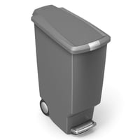 simplehuman CW1363 40-litrový úzky pedálový odpadkový kôš so zámkom veka, tichým zatváraním, vstavanými kolieskami, sivý plast, 26x49x64 cm 3