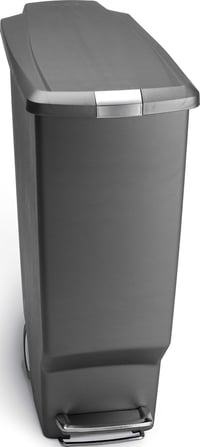 simplehuman CW1363 40-litrový úzky pedálový odpadkový kôš so zámkom veka, tichým zatváraním, vstavanými kolieskami, sivý plast, 26x49x64 cm 1