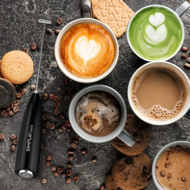 SIMPLETASTE elektromos tejhabosító kézi habtartó 2 elemmel cappuccino latte kávéhoz