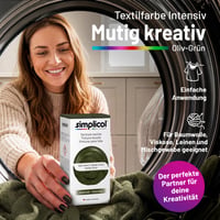 Farba na textil Simplicol Intense do práčky – olivovo zelená, 1 balenie – tekutá farba a fixačný prášok, na prefarbenie a oživenie farieb 2