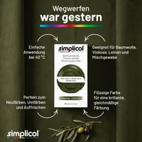 Farba na textil Simplicol Intense do práčky – olivovo zelená, 1 balenie – tekutá farba a fixačný prášok, na prefarbenie a oživenie farieb 4