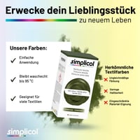 Farba na textil Simplicol Intense do práčky – olivovo zelená, 1 balenie – tekutá farba a fixačný prášok, na prefarbenie a oživenie farieb 6