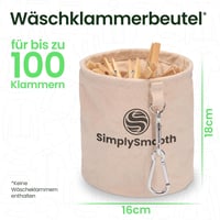 SimplySmooth 100% pamut csipesz tároló táska max 100 db ruhacsipeszhez extra nagy karabinerrel és zárható fedéllel 2
