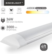 SINCELIGHT 36W LED Lámpa 120cm Semleges Fehér 4000K Konyha Fürdőszoba Garázs Irodai Világítás 2