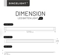 SINCELIGHT 36W LED Lámpa 120cm Semleges Fehér 4000K Konyha Fürdőszoba Garázs Irodai Világítás 4