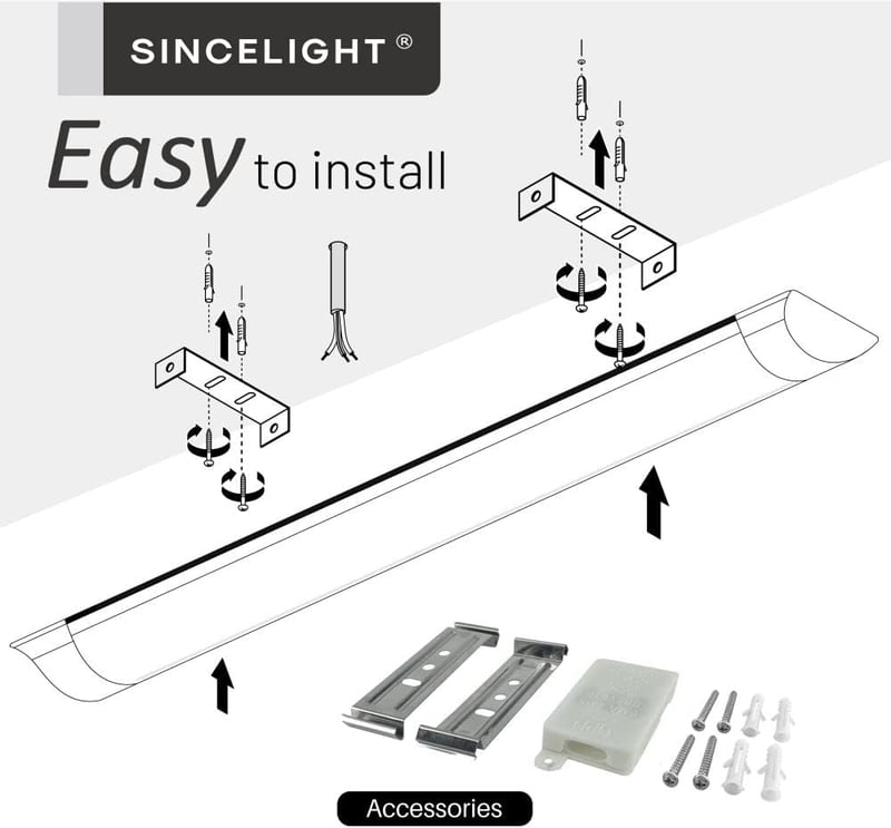 SINCELIGHT 36W LED Lámpa 120cm Semleges Fehér 4000K Konyha Fürdőszoba Garázs Irodai Világítás
