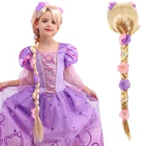 Sincere Party Rapunzel jelmez szett lányoknak - paróka, fonott haj, hercegnő kiegészítők 1