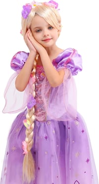 Sincere Party Rapunzel jelmez szett lányoknak - paróka, fonott haj, hercegnő kiegészítők 6
