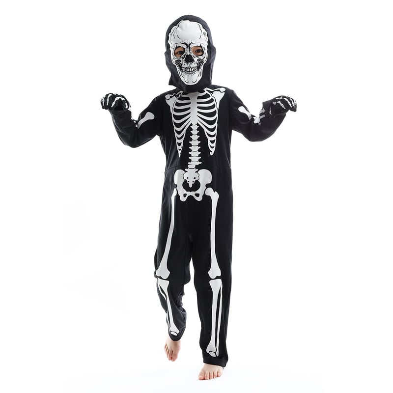 Sincere Party Svietiaci kostým kostlivca pre deti s rukavicami, 3-5 rokov, halloweensky kostým pre chlapcov a dievčatá