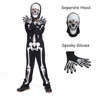 Sincere Party Svietiaci kostým kostlivca pre deti s rukavicami, 3-5 rokov, halloweensky kostým pre chlapcov a dievčatá 2