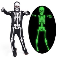 Sincere Party Svietiaci kostým kostlivca pre deti s rukavicami, 3-5 rokov, halloweensky kostým pre chlapcov a dievčatá 1