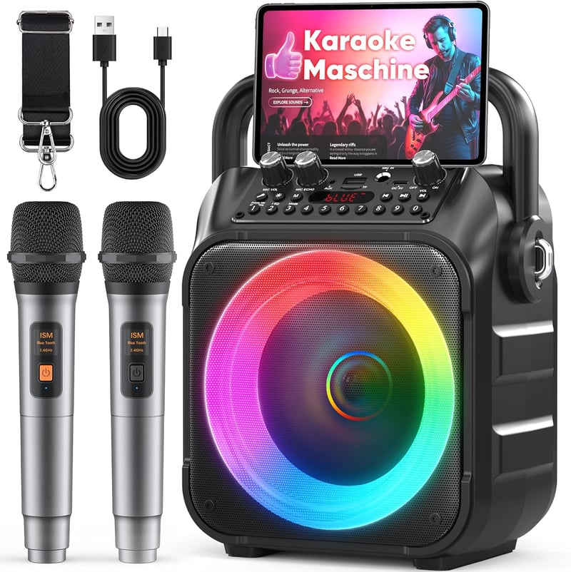 Singingmate Karaoke Gép 2 Vezeték Nélküli Mikrofonnal Bluetooth Hangszóróval