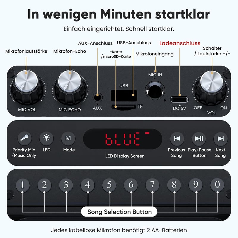 Singingmate Karaoke Gép 2 Vezeték Nélküli Mikrofonnal Bluetooth Hangszóróval