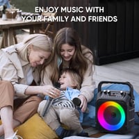 Singingmate Karaoke Gép Bluetooth Hangszóró 2 Vezeték Nélküli Mikrofonnal LED Fénnyel - Black 8