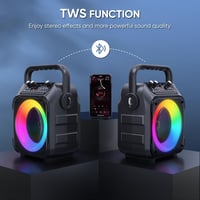 Singingmate Karaoke Gép Bluetooth Hangszóró 2 Vezeték Nélküli Mikrofonnal LED Fénnyel - Black 7