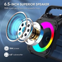 Singingmate Karaoke Gép Bluetooth Hangszóró 2 Vezeték Nélküli Mikrofonnal LED Fénnyel - Black 3