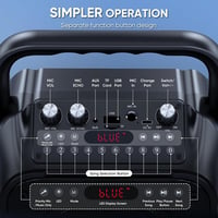 Singingmate Karaoke Gép Bluetooth Hangszóró 2 Vezeték Nélküli Mikrofonnal LED Fénnyel - Black 5