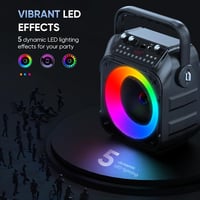 Singingmate Karaoke Gép Bluetooth Hangszóró 2 Vezeték Nélküli Mikrofonnal LED Fénnyel - Black 4