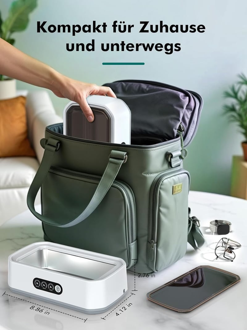 Singphere Ultrahangos Tisztító 650ml, 48 kHz, Szemüveg Ékszer Fogsor Tisztításhoz