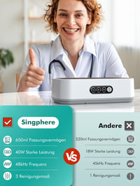 Singphere Ultrahangos Tisztító 650ml, 48 kHz, Szemüveg Ékszer Fogsor Tisztításhoz 2