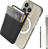Portofel magnetic pentru carduri Sinjimoru M-Basic, negru, antiderapant, compatibil cu MagSafe pentru iPhone 17, 16, 15, 14, 13 1