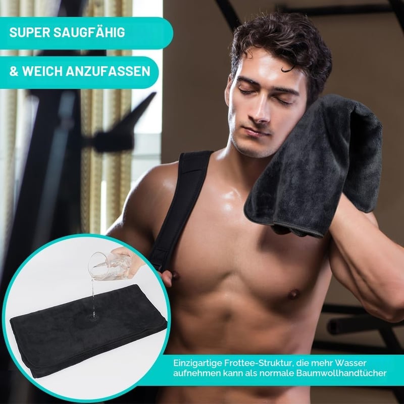 SINLAND Mikroszálas Edzőtörlő 40x80cm 3db Fekete Sporthoz és Edzéshez