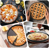 Sinnsally 28 cm Kerek Quiche Sütőforma Kivehető Alappal - Tapadásmentes Szénacél Tortaforma Süteményekhez, Pizzához, Mosogatógépben Mosható 7