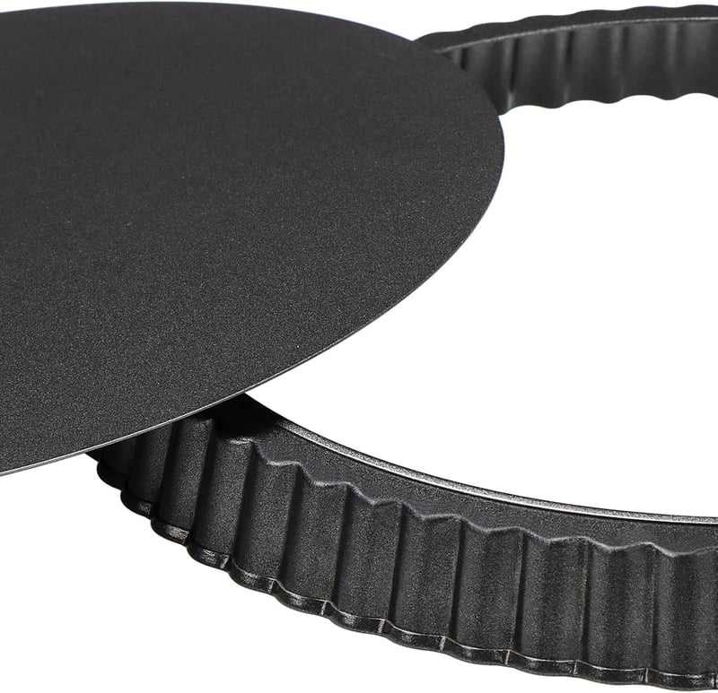 Sinnsally 28 cm Kerek Quiche Sütőforma Kivehető Alappal - Tapadásmentes Szénacél Tortaforma Süteményekhez, Pizzához, Mosogatógépben Mosható