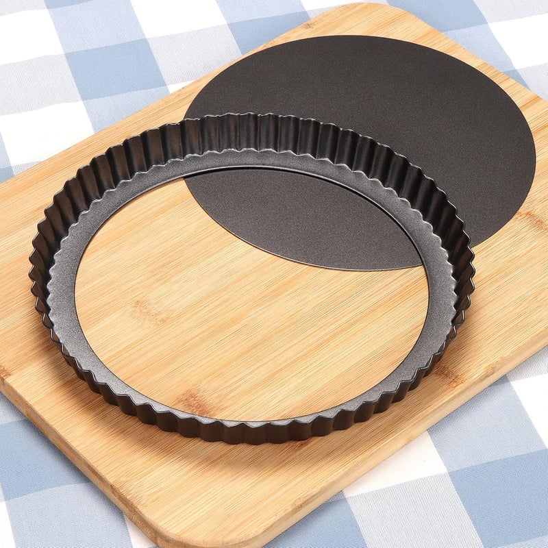 Sinnsally 28 cm Kerek Quiche Sütőforma Kivehető Alappal - Tapadásmentes Szénacél Tortaforma Süteményekhez, Pizzához, Mosogatógépben Mosható