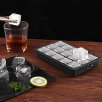 Sinnsally Szilikon Jégkocka Készítő Szett - 3 db Fekete Jégkocka Tálca Fedéllel, 15 Nagy Kocka, BPA-mentes, Mosogatógépben Mosható, Whisky é 6