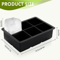 Sinnsally XXL Szilikon Jégkocka Készítő Fedéllel - 2 db-os Szett, 6 Nagyméretű Kocka, BPA-mentes, Mosogatógépben Mosható, -40/+240°C Hőálló 3